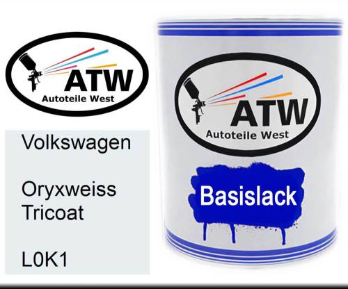 Volkswagen, Oryxweiss Tricoat, L0K1: 1L Lackdose, von ATW Autoteile West.